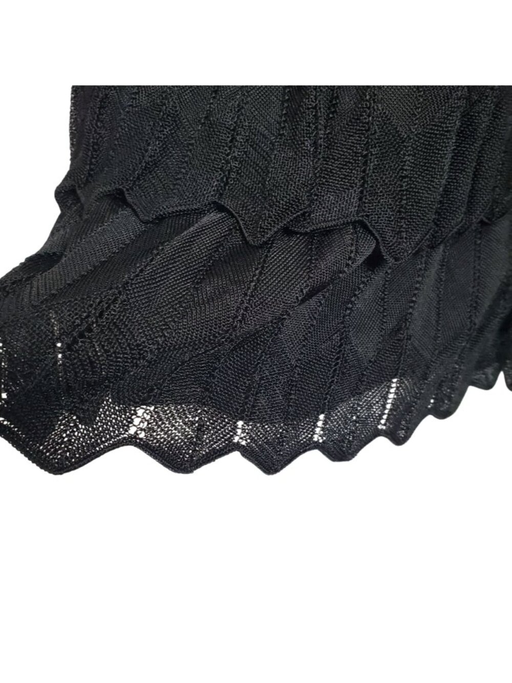 WHBM Size XL Top Pointelle Knit Tiered Ruffle Lined Stretchy Victorian Gothic - Picture 9 of 11